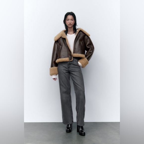 Zara Jackets & Blazers - Zara Faux Leather Shearling Jacket
